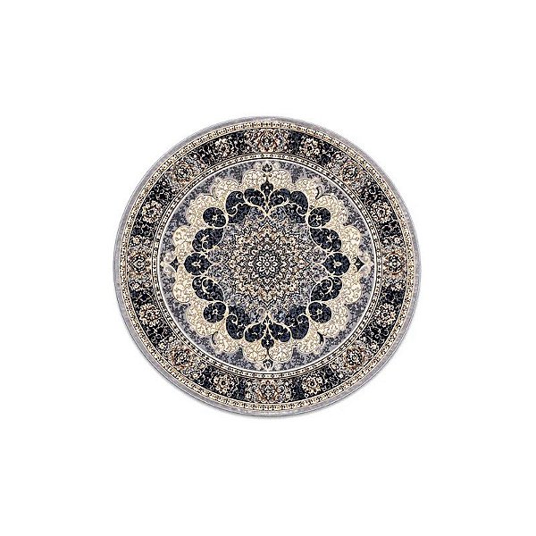 Tapete Redondo Turco Tipo Persa Turquesa 200 X 200 CM Cinza