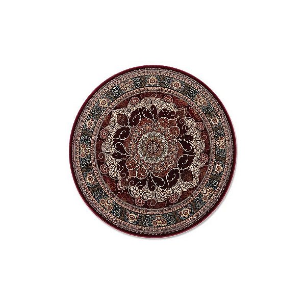 Tapete Turco Turquesa Redondo Tipo Persa 200 X 200 CM Vermelho