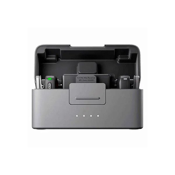 Microfone Lapela Dji Mic Mini USB-C 2 TX + 1 RX + Estojo de Carregamento Sem Fio para Smartphone - Preto