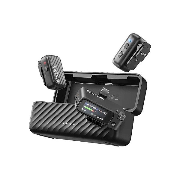 Kit de Microfone Boya Boyamic 2 (2TX+1RX) Sem Fio - Preto