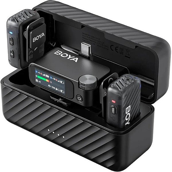Microfone Sem Fio Boya Boyamic 2-02 USB-C - Preto (caixa feia)