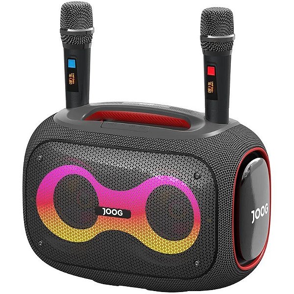 Caixa de Som Joog Pair 1000 com 2 microfones sem fio 130W IPX6 Bluetooth/TWS + Tripé HS-