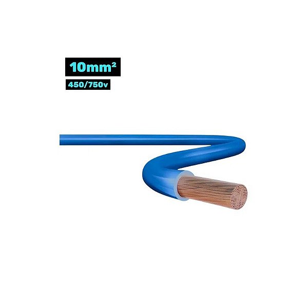 Cabo Flexsil 450/750V 1*10MM 100M Azul