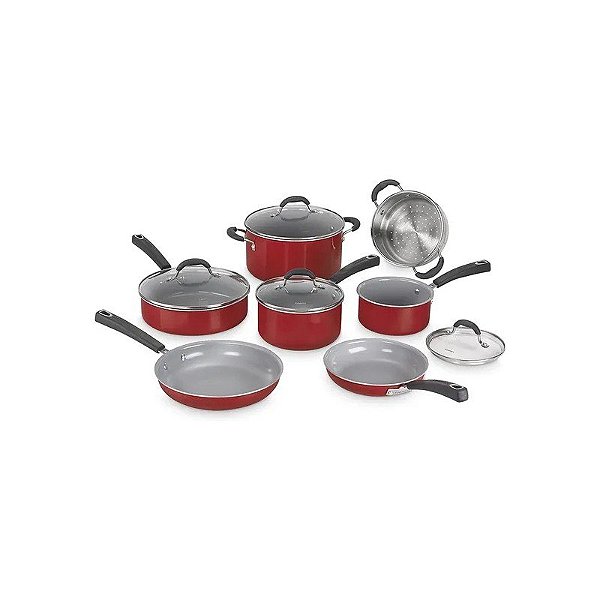 Jogo de Panelas Cuisinart 54C-11R Antiaderente Cerâmicaxt Vermelho - 11 Peças