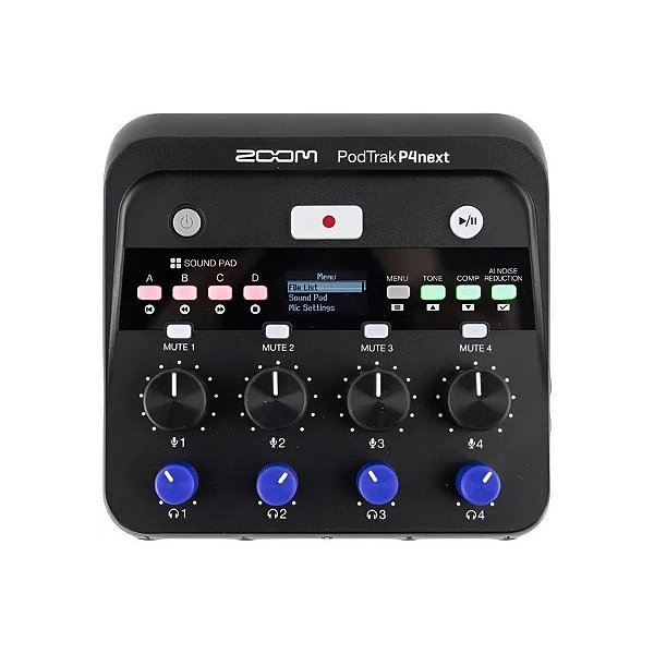 Gravador e Misturador de Podcast Zoom P4NEXT Podtrak - Preto