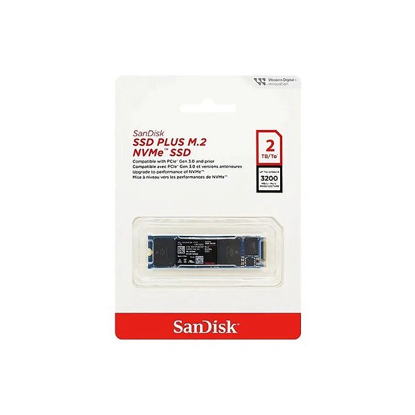 SSD Sandisk Plus SDSSDA3N-2T00-G26 - 2TB - 3200MB/s - M.2 Nvme