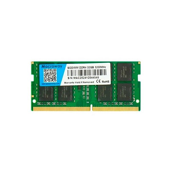 Memória para Notebook Macroway, DDR4 32GB (1X32GB), 3200MHZ, So-DIMM, Verde
