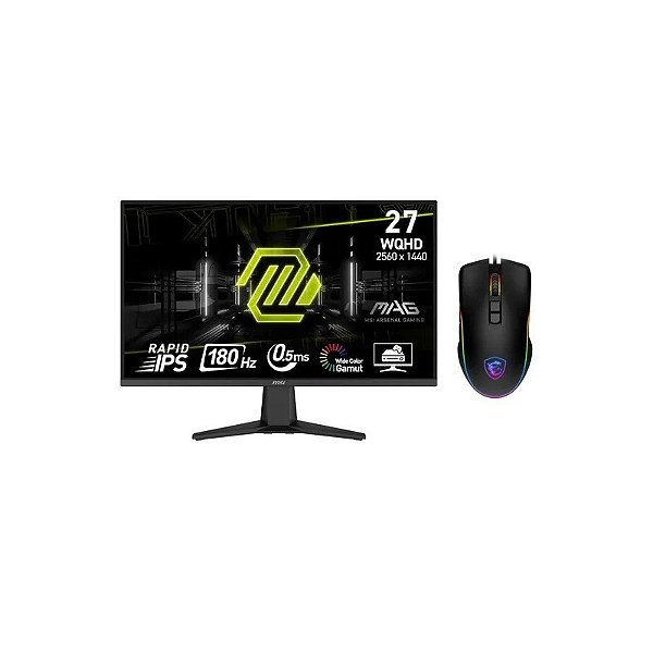 Monitor Gamer MSI Mag 275QF 27 Polegadas Quad HD 180Hz IPS + Mouse Preto