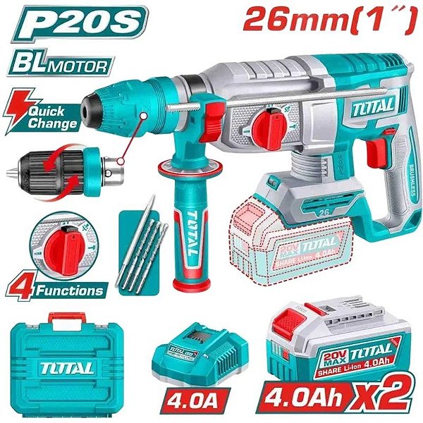 Marreta Rotativa Sem Fio 20V Total - TRHLI202689 (com 2 baterias) 220V-50/60Hz