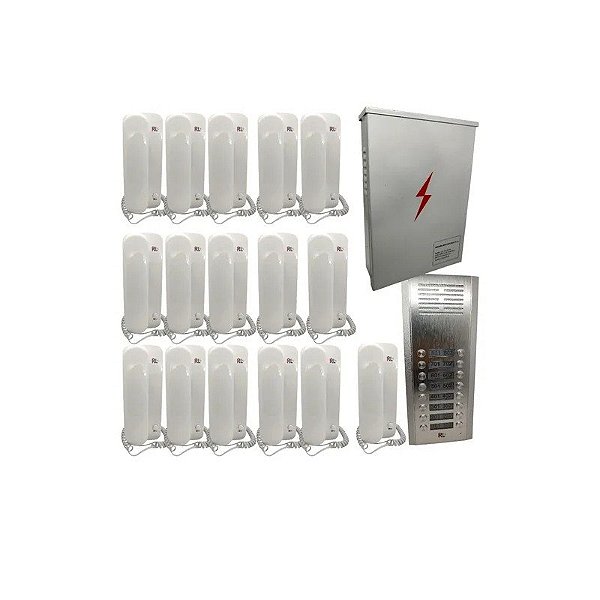 Kit Interfone Porteiro Coletivo TDM 200 16 Pontos Inter
