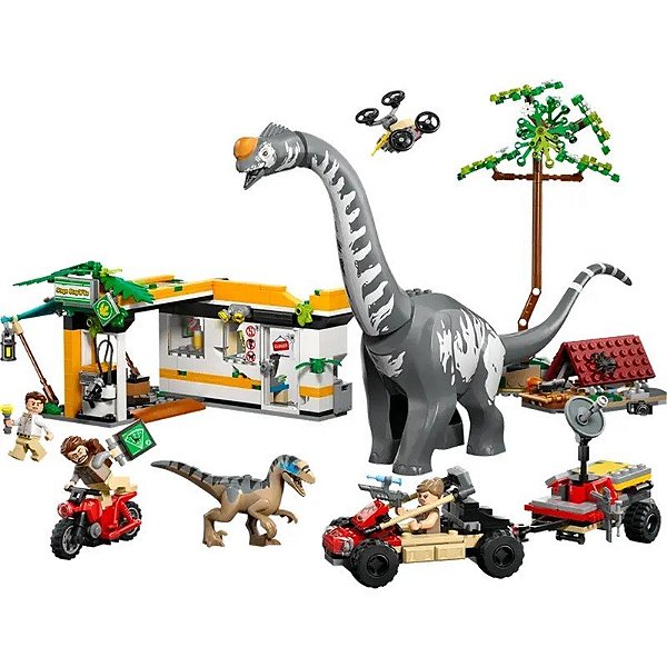 Conjunto de Montar Lego Jurassic Raptor & Titanossauro em Missão de Rastreio - 76973 (582 Peças)