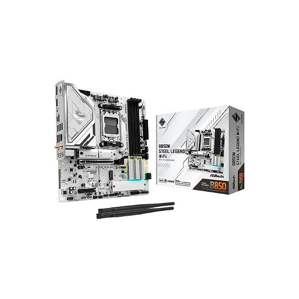 Placa Mãe Asrock B850M Steel Legend Wifi DDR5 Soquete AM5 Chipset AMD B850 Micro ATX