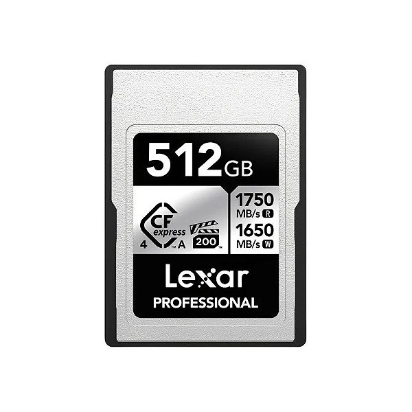 Cartão de Memória Cfexpress 4.0 Lexar Professional Silver Tipo A 1750-1650 MB/s 512 GB (LCAEXS4512G-Rneng)