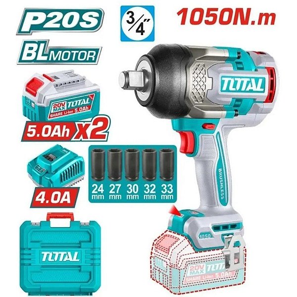 Chave de impacto Total TIWLI20105 20V 1050Nm (2 Baterias 5.0Ah)