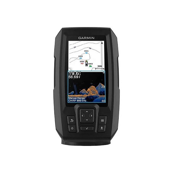 Localizador de Peixes Garmin Striker Vivid 4CV, Transdutor GT20-TM, Sonar Chirp Clearvü, GPS Integrado, 010-02550-01
