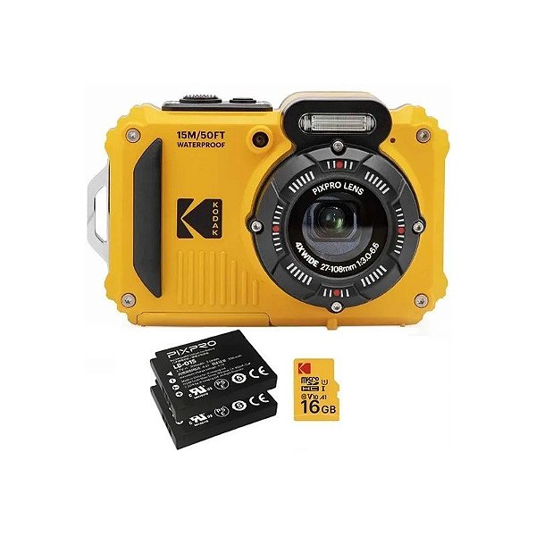 Câmera Fotográfica Kodak Pixpro WPZ2 16MP Full HD de 2.7" com Wi-Fi - Amarelo