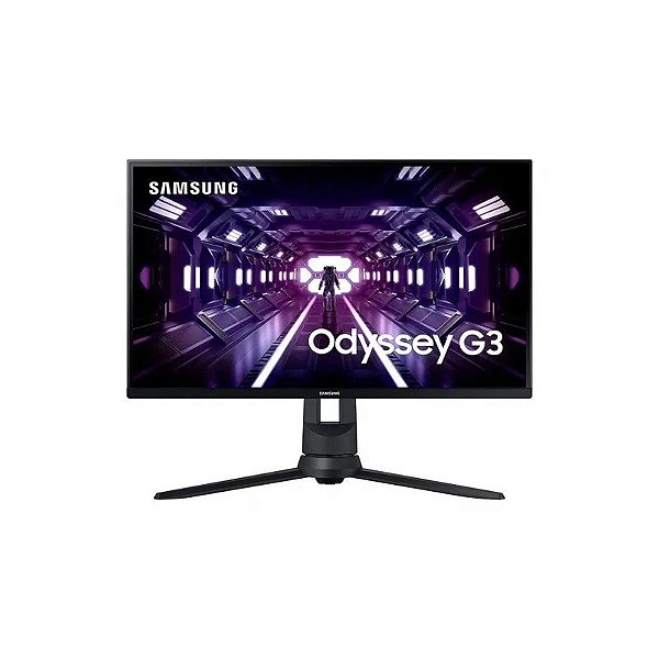Monitor Samsung Gaming Odyssey G3 LF24G35TFWLXZP 24" Full HD (1920 X 1080), 144HZ, 1MS, 1XHDMI 2.0, 1XDISPLAYPORT 1.2, 1XVGA (D-Sub), 1XCONECTOR de Áudio, AMD Freesync Premium, Preto