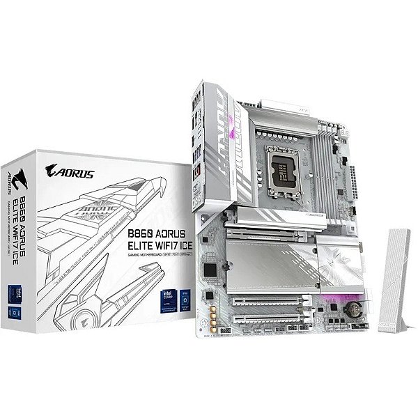 Placa-Mãe Gigabyte B860 Aorus Elite WiFi 7 ICE LGA1851/4xDDR5/M.2/HDMI/DP/USB-C