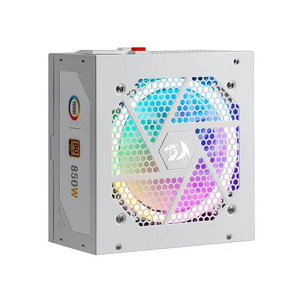 Fonte Redragon 850W GC-PS007W-1 80 Plus Gold RGB Totalmente Modular - Branca