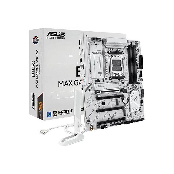 Placa Mãe AMD (AM5) Asus B850 Max Gaming W Wifi White