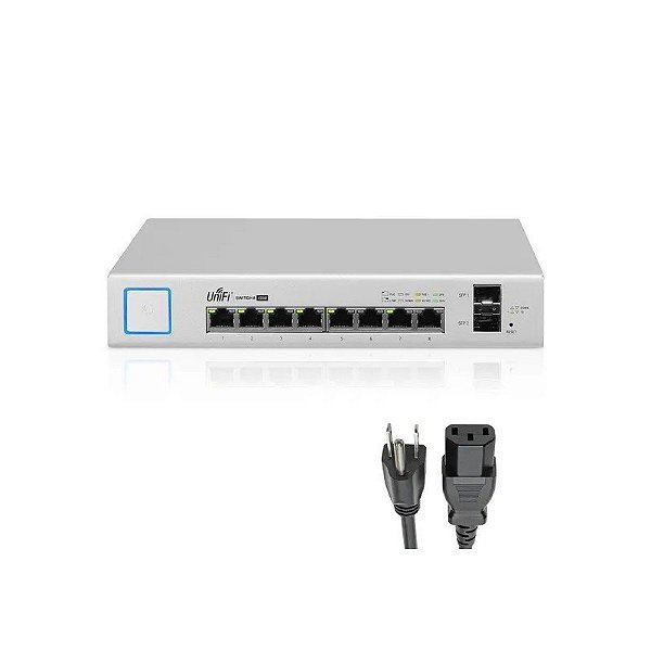 Switch Unifi US-8-150W 8 Portas Poe RJ45 + 2 Portas SFP