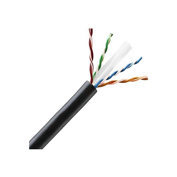 Cabo de Rede UTP Norphel CAT6 4 X 23 AWG 100% Cobre Bobina Simples Externa - Preto 500 Metros