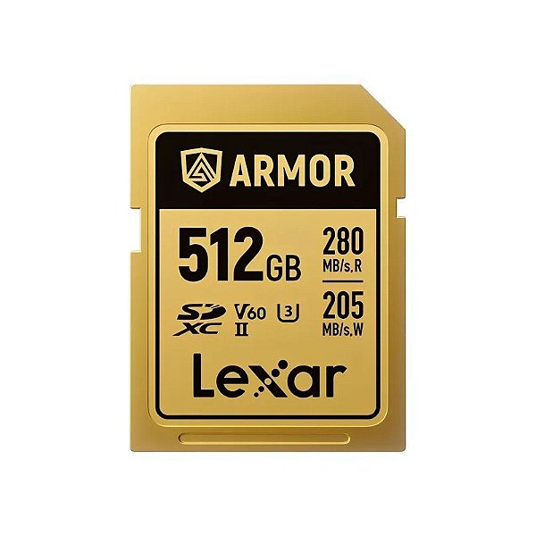 Cartão de Memória Lexar Armor Gold 280-205MB/s V60 Uhs-II SDXC 512 MB - (LSDAMGL512G-RNNNG)