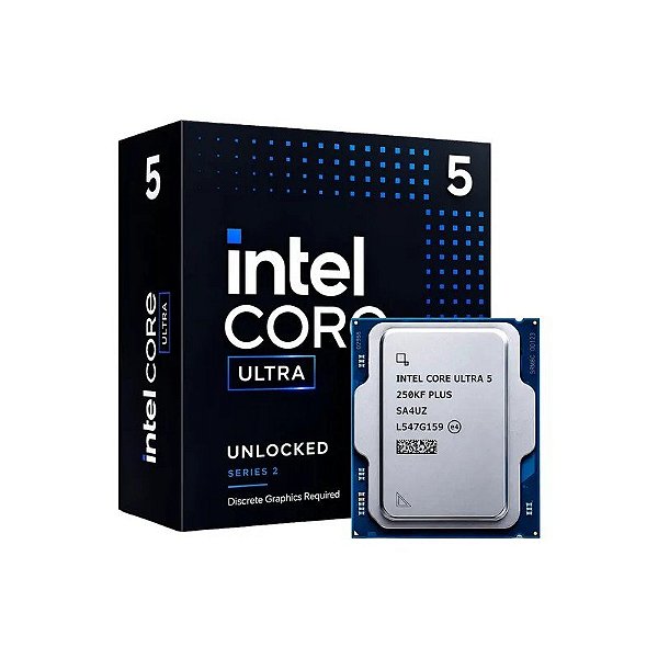 Processador Intel Core Ultra 5-250KF Plus Soquete LGA 1851 18 Núcleos 18 Threads 4.2GHZ e 5.3GHZ Turbo Cache 30MB