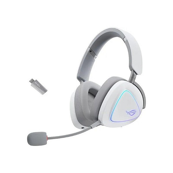 Fone de Ouvido Gamer Rog Delta II RGB Sem Fio - Branco