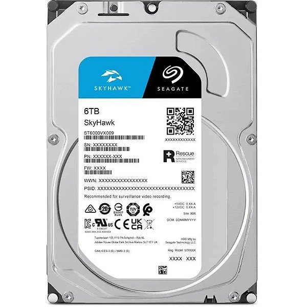 Disco Rígido Interno Seagate 3.5" Skyhawk Vigilância 6TB SATA 6.0Gb/s - ST6000VX009