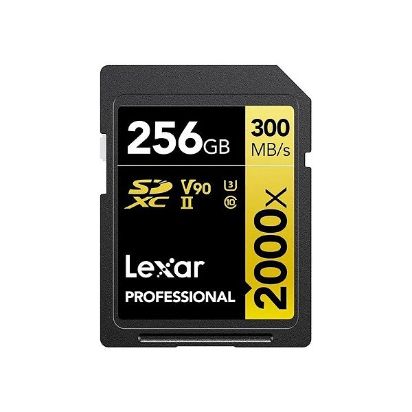 Cartão de Memória SD Lexar Professional Gold 2000X 300-260 MB/s C10 U3 V90 256 GB (LSD2000256G-BNNNG)