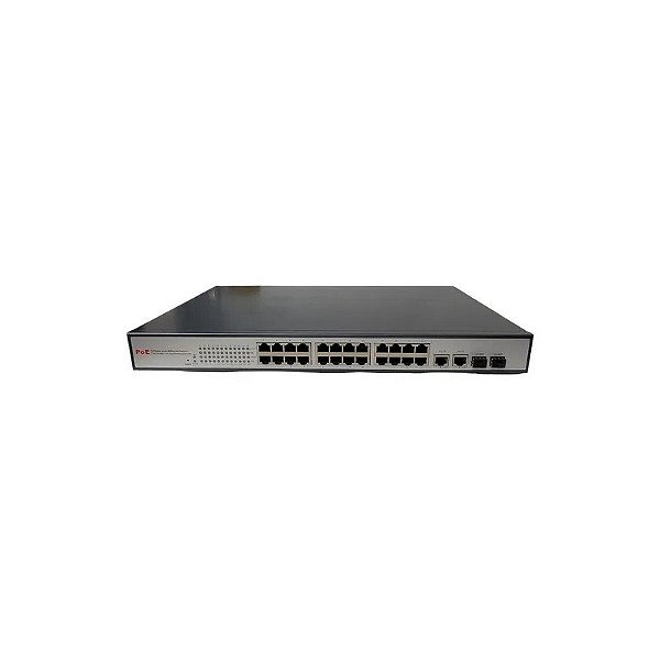 Switch F. 24 Portas PoE 440W 10/100 Mbps RJ45 2 LC HL-POE11024PF-M
