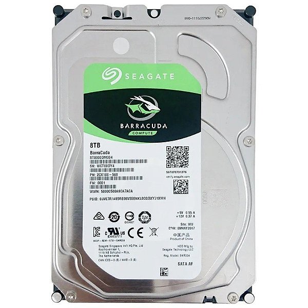 Disco Rígido Interno Seagate Barracuda Sata 8TB ST8000DM004