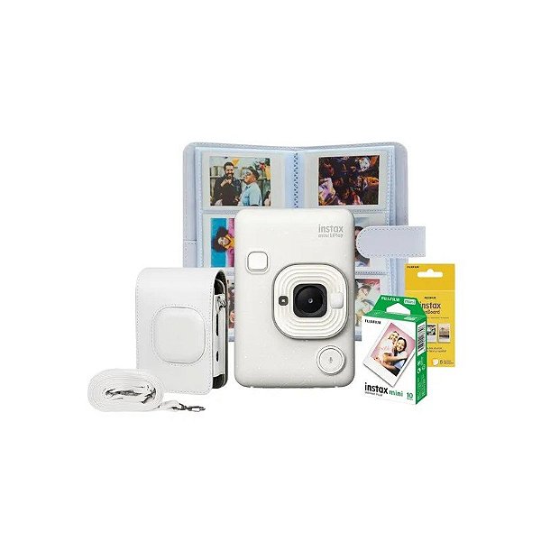 Câmera Instantânea Híbrida Fujifilm Instax Mini Liplay Conjunto - Branco Pedra