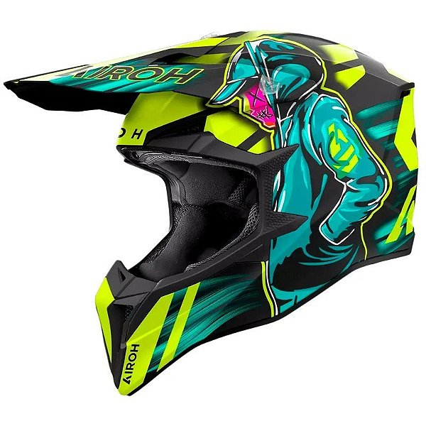 Capacete para Moto Airoh Wraap Cyber - Tamanho XL (61-62) - Amarelo/Preto