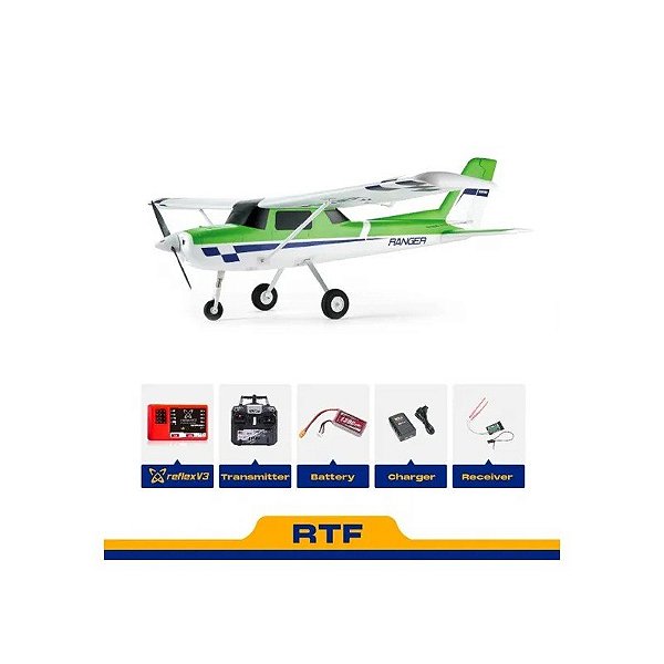 Avião FMS Ranger EP V2 1220MM RTF Reflex V3 Verde FMS147RGN-REFV3