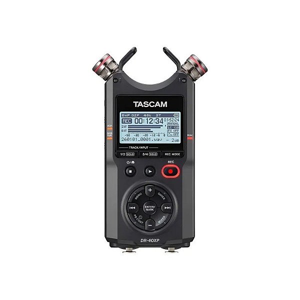 4 Canais Gravador de Áudio Tascam DR-40XP de 32 Bits - Preto