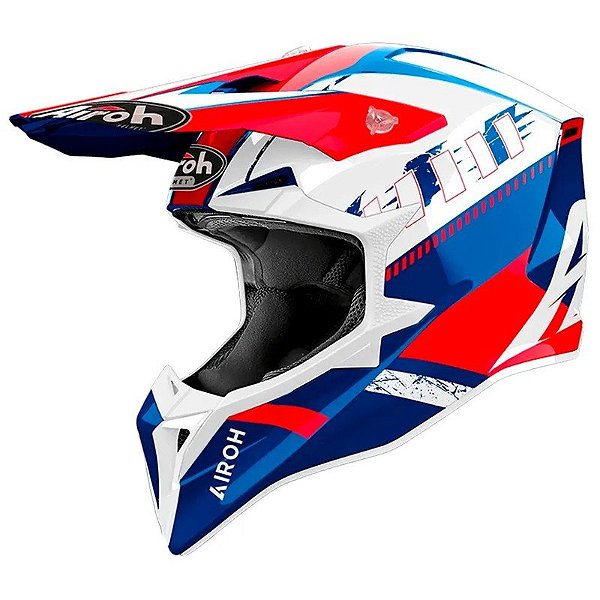 Capacete para Moto Airoh Wraaap - Tamanho L (59-60) - Azul/Vermelho Brilhante