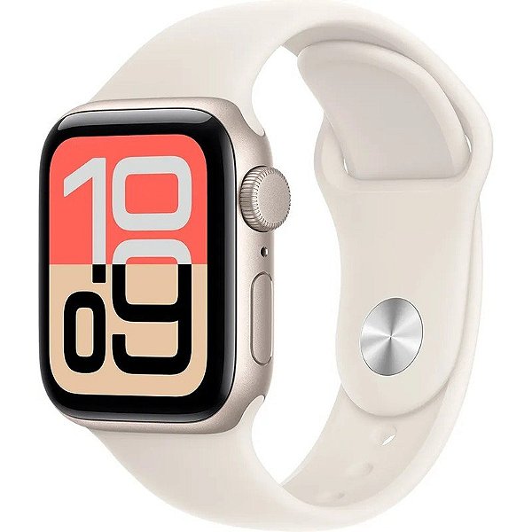 Relógio Apple Watch SE 3 (GPS) Caixa Alumínio Starlight 40mm Pulseira Esportiva Starlight S/M A3324 MEH34LW