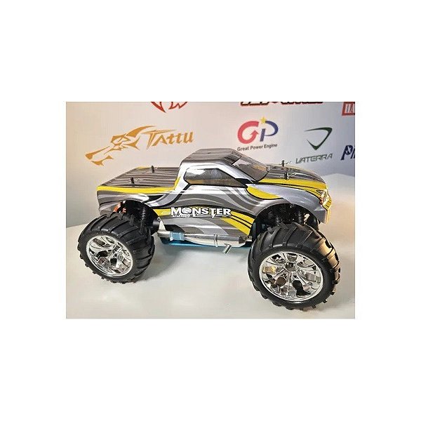 Carro Himoto 1/10 Eldorada Truck .18 Nitro 4WS Prata/Amarelo HI6101