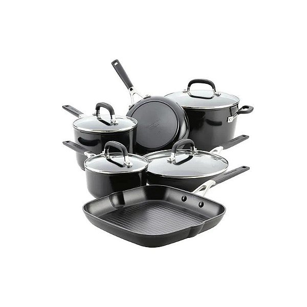 Jogo de Panelas Kitchenaid Antiaderente 3 Camadas 10 Peças Preto