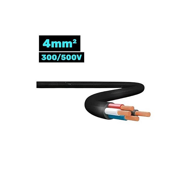 Cabo Flexível CH PP 300/500V 4*4MM 100M Preto