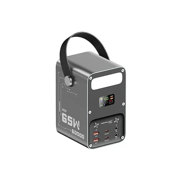 Carregador Portátil Konfulon A69Q 60000MAH PD65W 22.5W Power Bank Preto