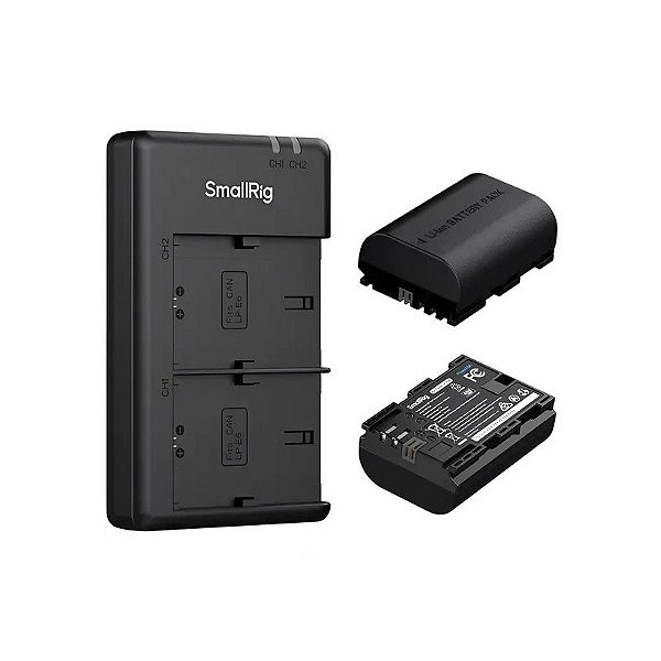 Kit Carregador de Bateria Smallrig 5408 + 2 Baterias LP-E6P para Câmeras Canon