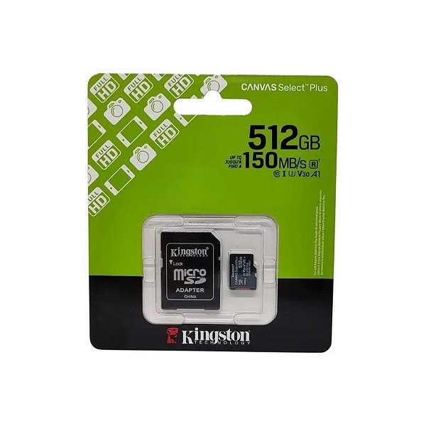 Cartão de Memória Micro SD Kingston 512GB SDXC/SDCS3 Canvas Select Plus
