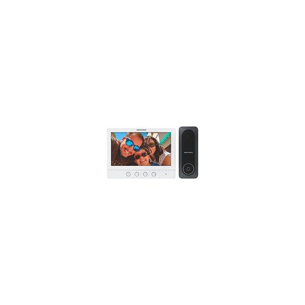 Vídeo Porteiro Hikvision DS-KIS212 Villa Analog Tela 7" - Branco / Cinza (Kit)