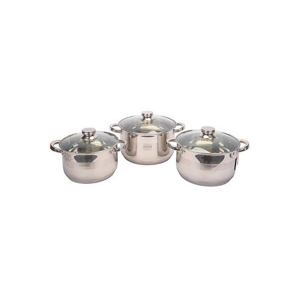 Jogo de Panelas de Aço Inox Vicalina com 6 Peças