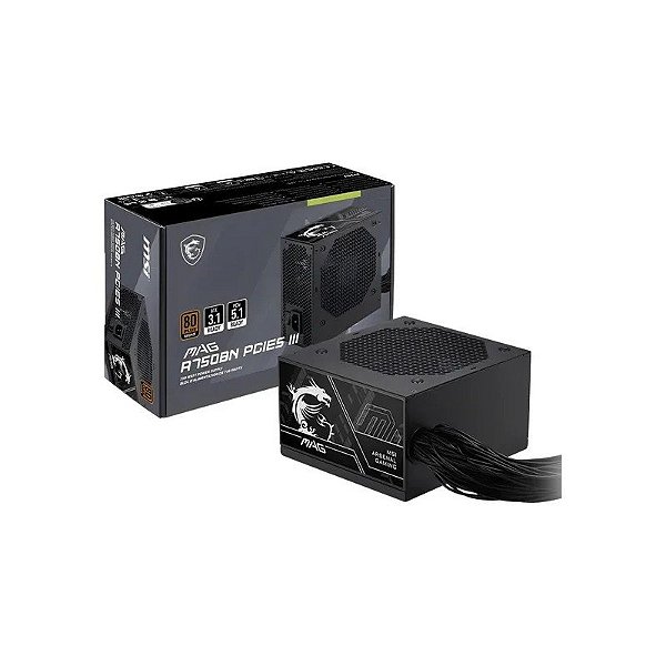 Fonte de Alimentação MSI Mag A750BN PCIE5 III 80 Plus Bronze 750 W - Preto