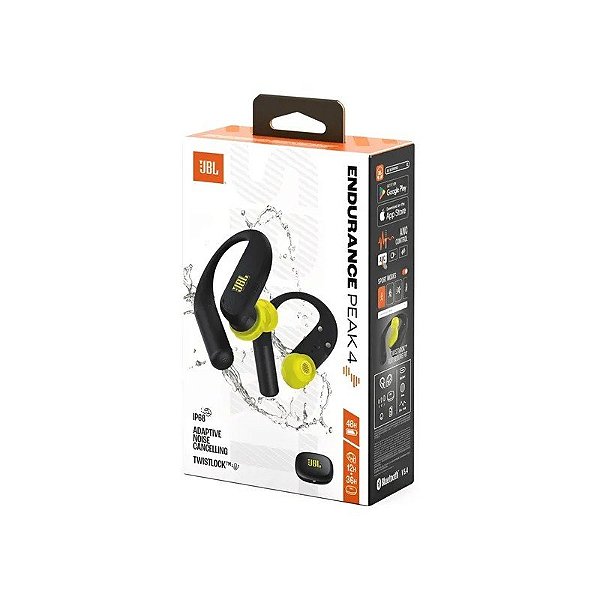 Fone de Ouvido JBL Endurance Peak 4 Bluetooth - Preto / Amarelo