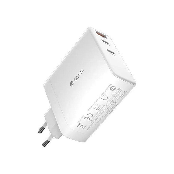 Carregador Devia PQ1401E 140W Fonte com 3 Portas USB/USB-C - Branco
